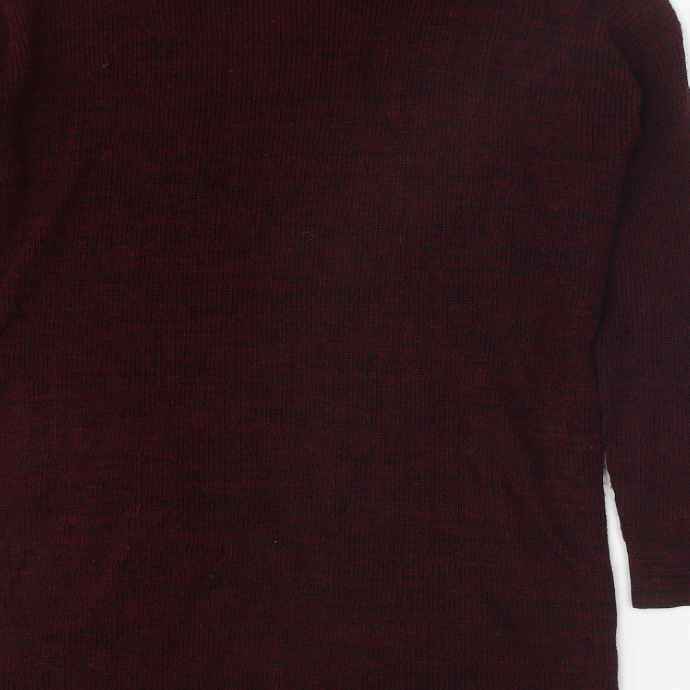 Stradivarius Womens Red V-Neck Acrylic Cardigan Jumper Size S