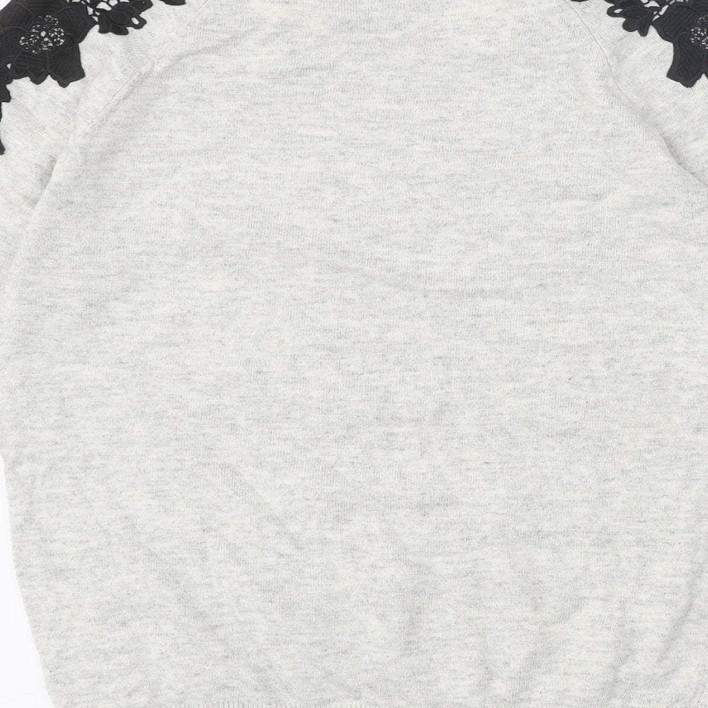 Wallis Womens Grey Scoop Neck Viscose Pullover Jumper Size 12