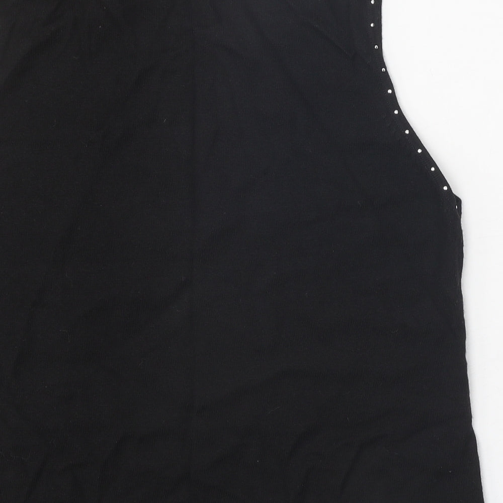 Preworn Womens Black Scoop Neck Acrylic Vest Jumper Size XL