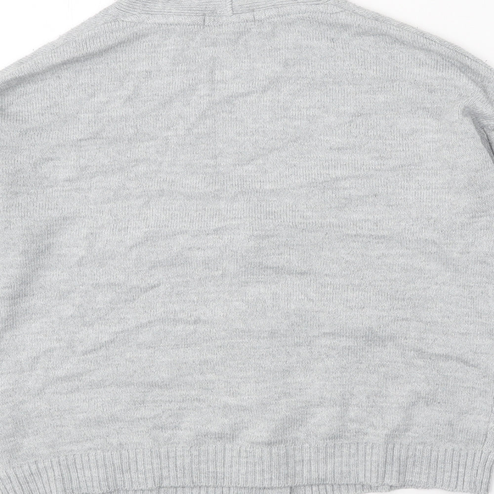 ASOS Womens Grey V-Neck Acrylic Cardigan Jumper Size 8