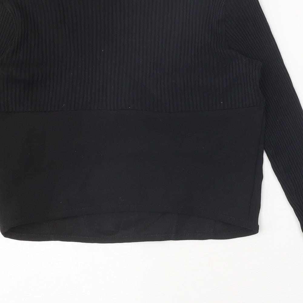 Zara Womens Black Polyester Basic Tank Size M V-Neck