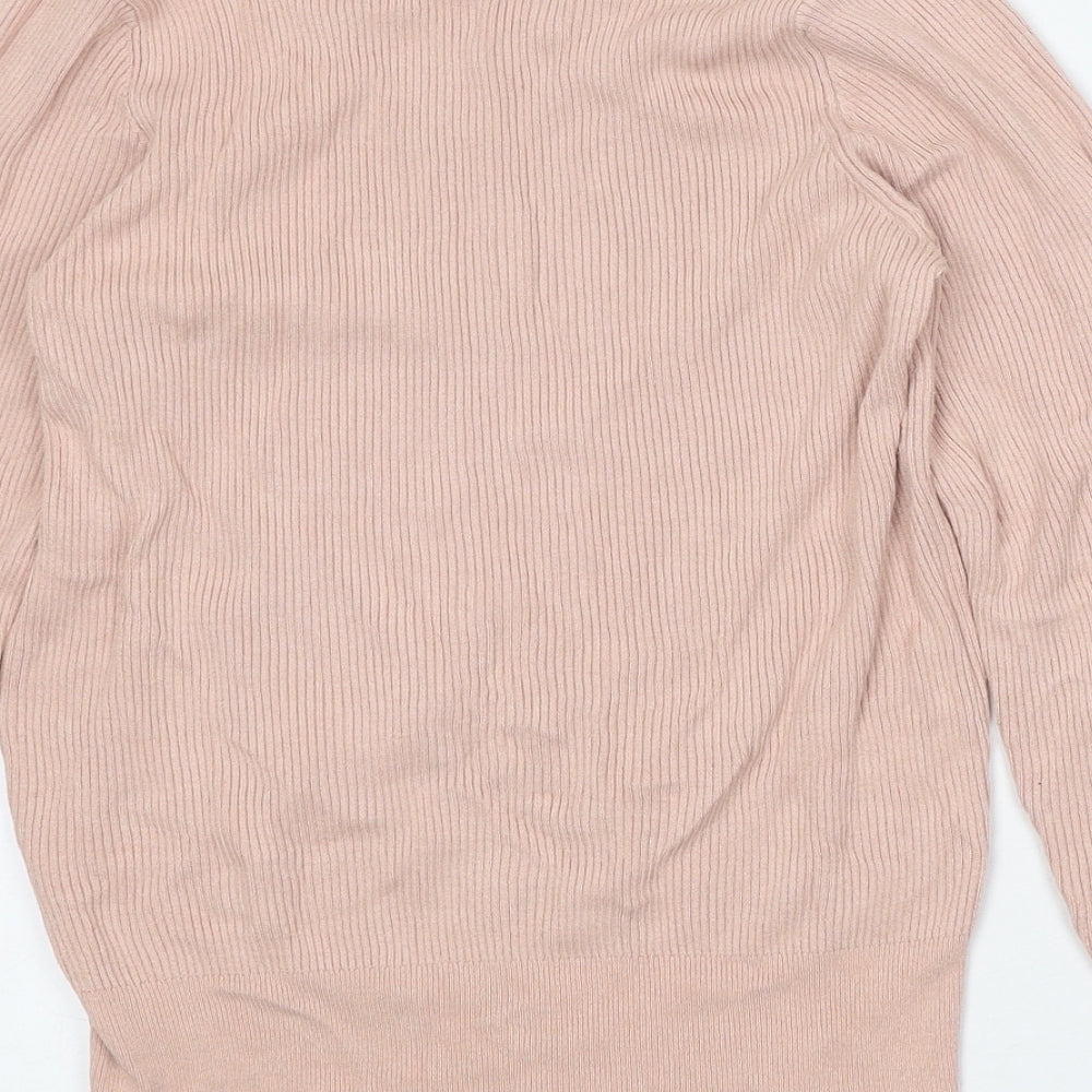 Marks & Spencer Womens Pink Round Neck Viscose Pullover Jumper Size 14