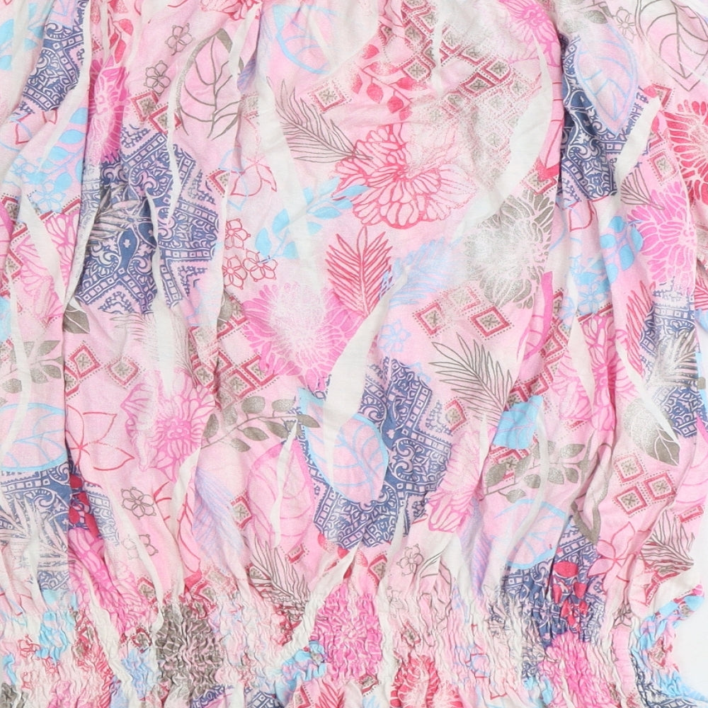 Buffalo Womens Pink Geometric Viscose Basic Blouse Size 14 Off the Shoulder