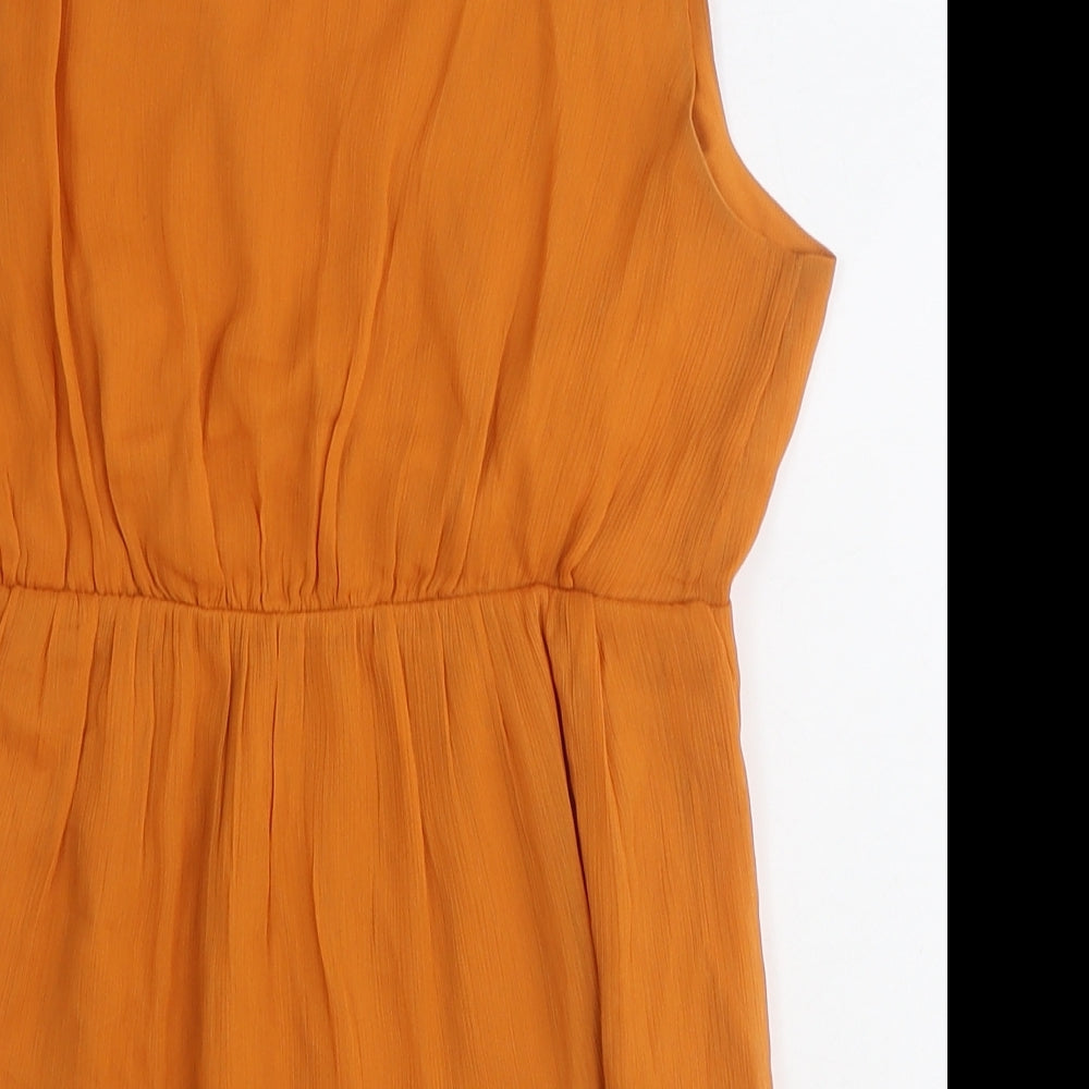 H&M Womens Orange Polyester Basic Blouse Size 4 V-Neck - Smock