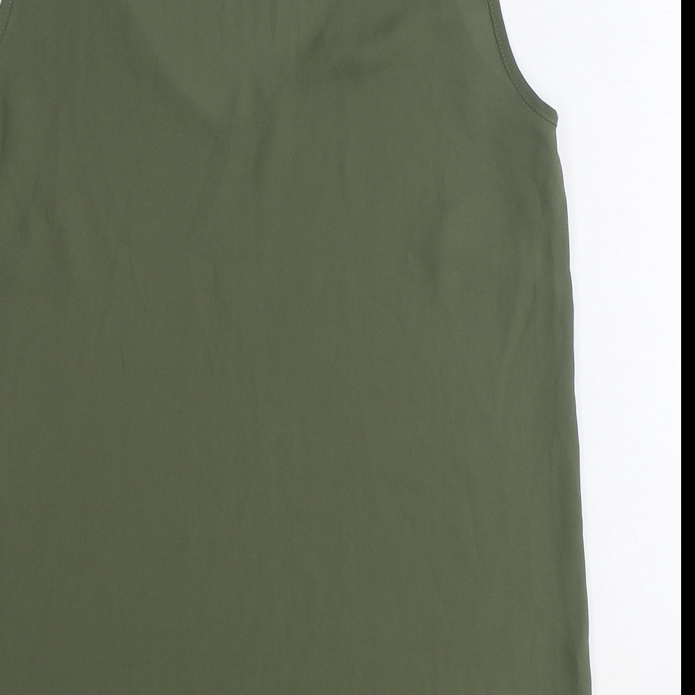 Marks & Spencer Womens Green Polyester Basic Tank Size 8 V-Neck