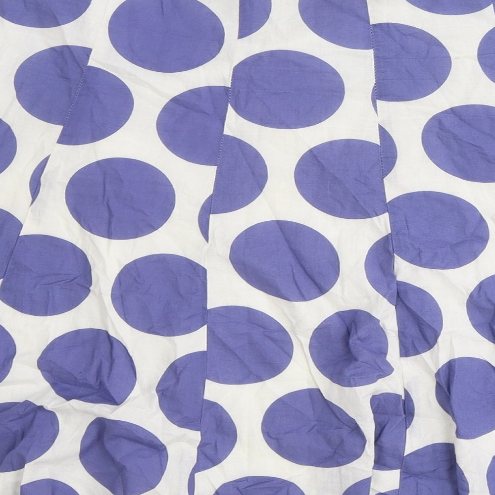Preworn Womens Blue Polka Dot Cotton Skater Skirt Size 8 Zip