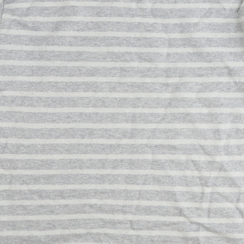 Papaya Womens Silver Striped Cotton Pullover Sweatshirt Size L Pullover