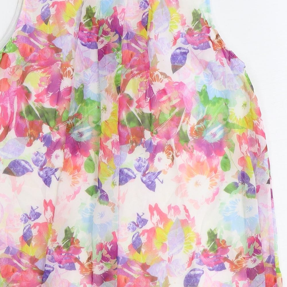 Preworn Womens Multicoloured Floral Polyester Basic Tank Size L Scoop Neck