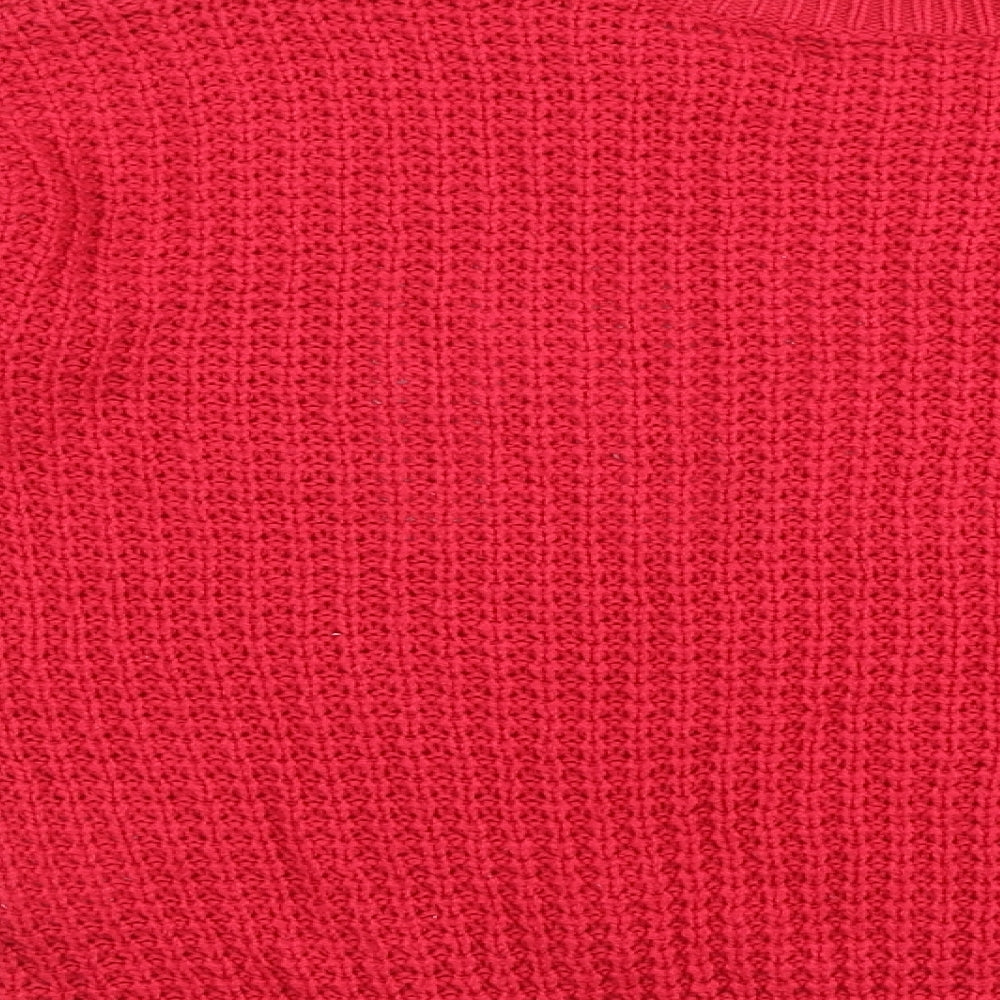 FBsister Womens Red Round Neck Acrylic Pullover Jumper Size S