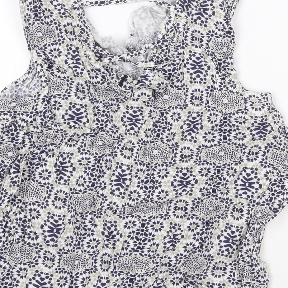 Atmosphere Womens Blue Geometric Viscose Basic Blouse Size 14 V-Neck