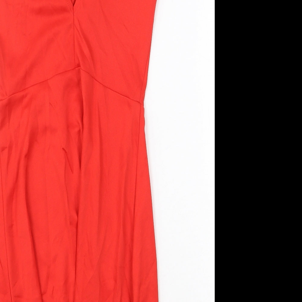 H&M Womens Red Polyester Tank Dress Size 8 Boat Neck Pullover