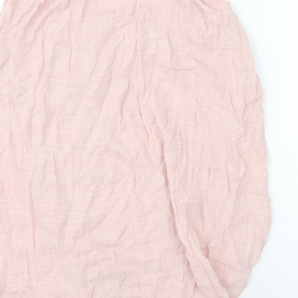 Preworn Womens Pink Polyester Tunic Blouse Size 8 Scoop Neck