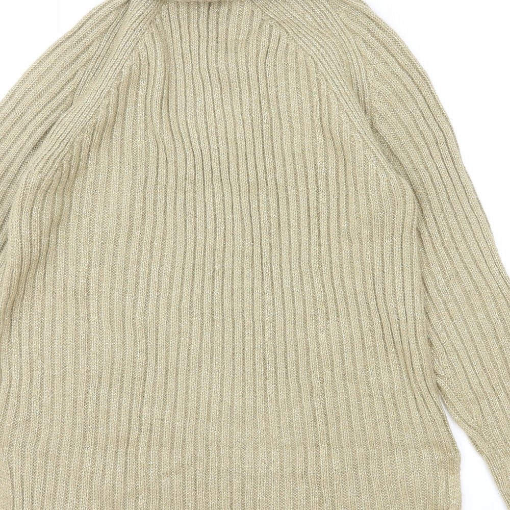 Marks & Spencer Womens Beige Roll Neck Acrylic Pullover Jumper Size S