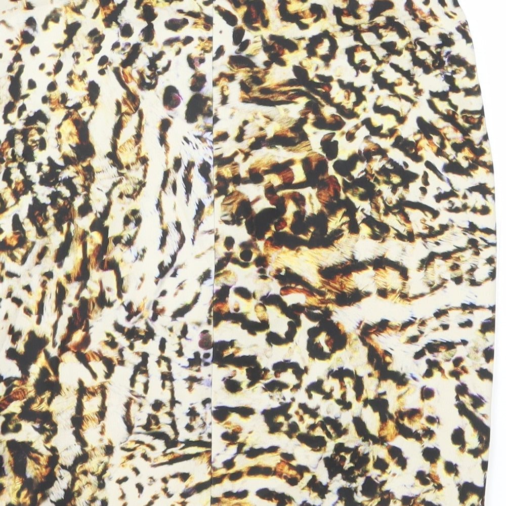 Zara Womens Multicoloured Animal Print Polyester Mini Skirt Size 4 - Leopard Print