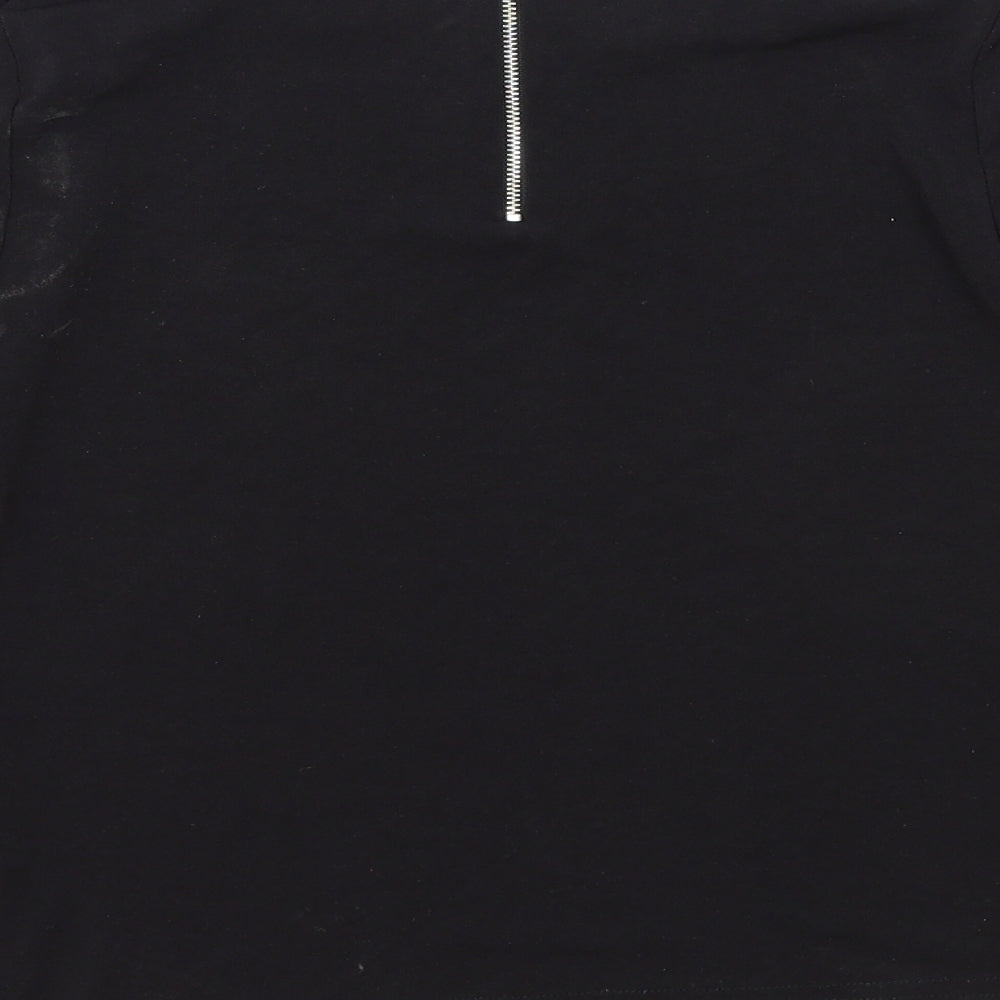 New Look Womens Black Polyester Basic Blouse Size 12 Scoop Neck