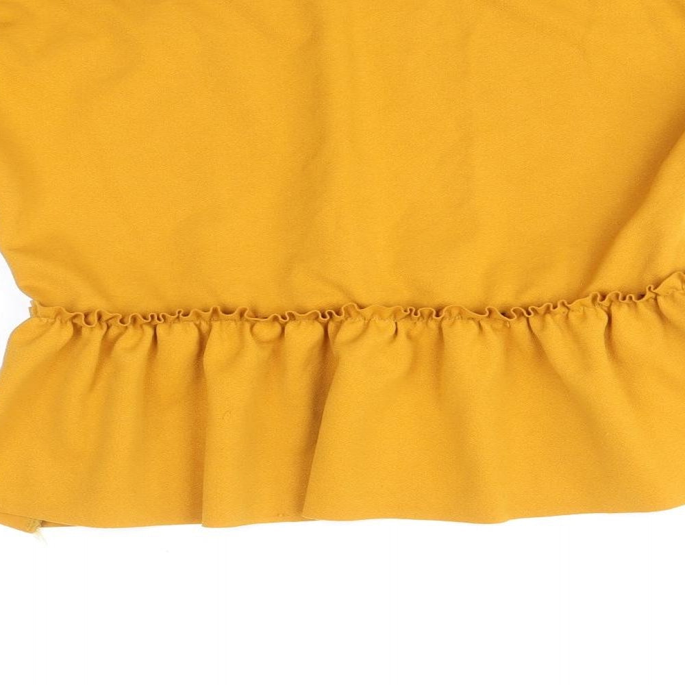 Select Womens Yellow Polyester Basic Blouse Size 14 Round Neck