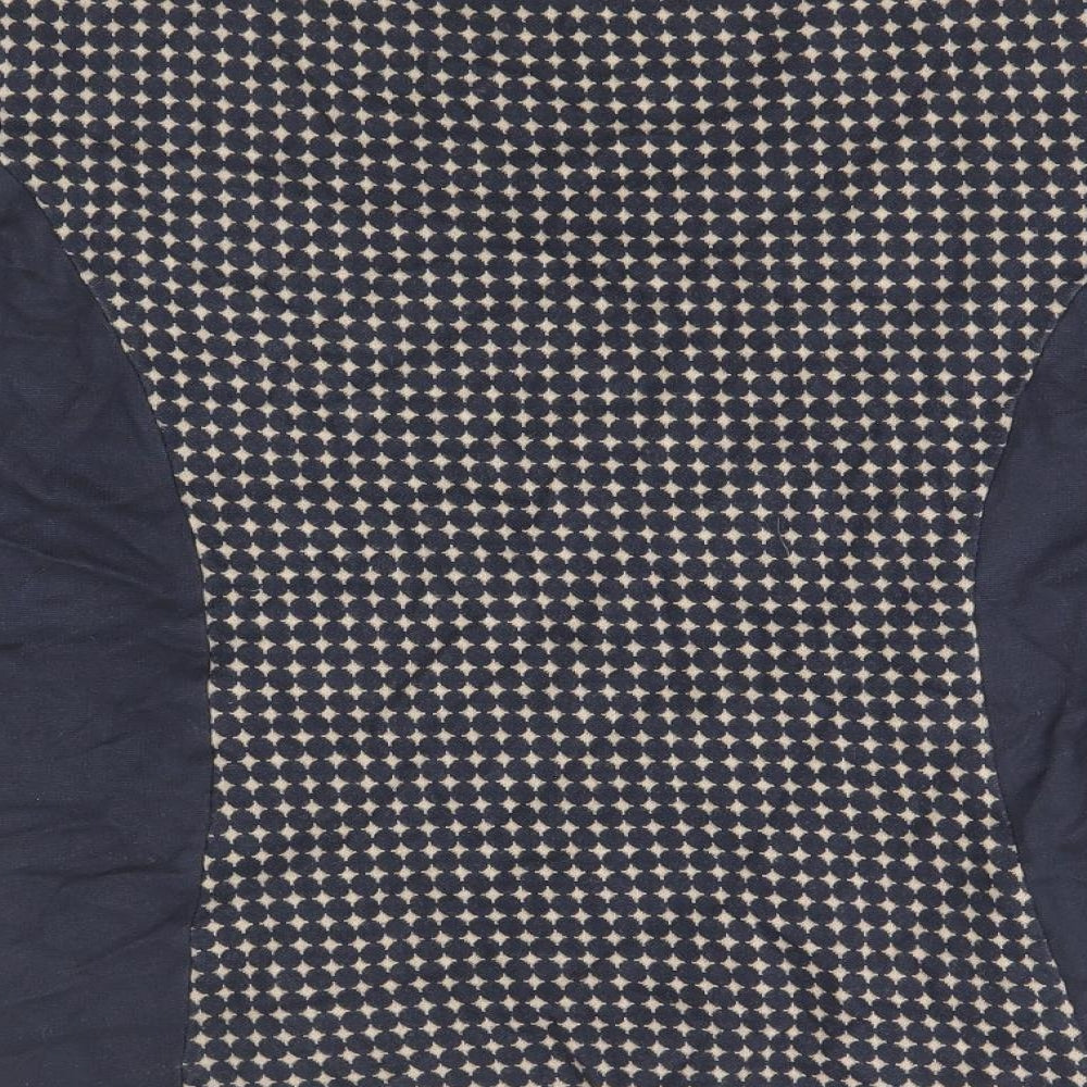 Country Casuals Womens Blue Geometric Cotton Basic Blouse Size L Scoop Neck