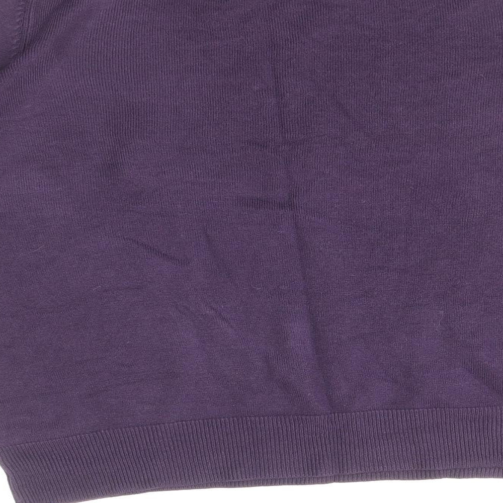 Marks & Spencer Womens Purple Mock Neck Acrylic Pullover Jumper Size 12