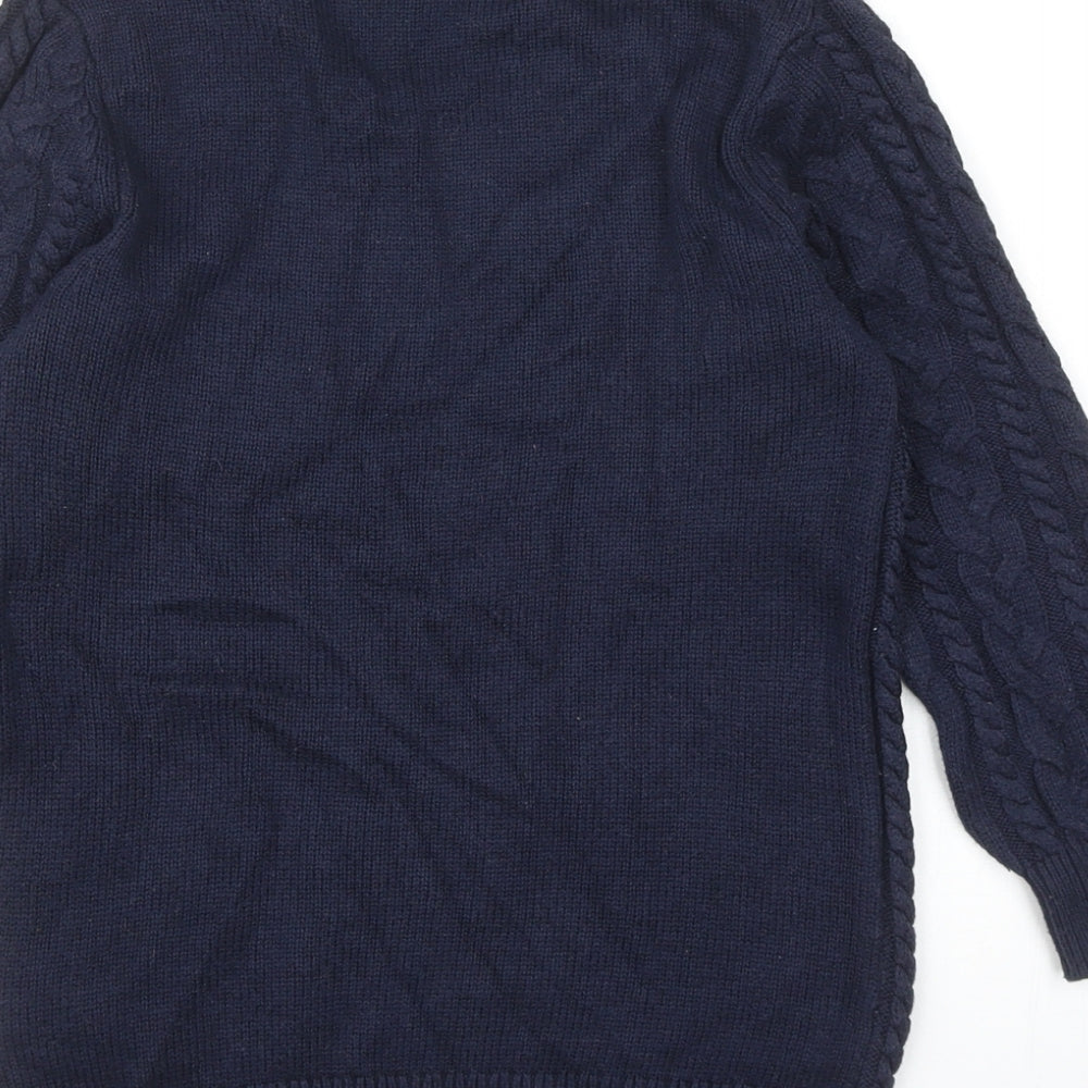 H&M Womens Blue Round Neck Polyamide Pullover Jumper Size XS
