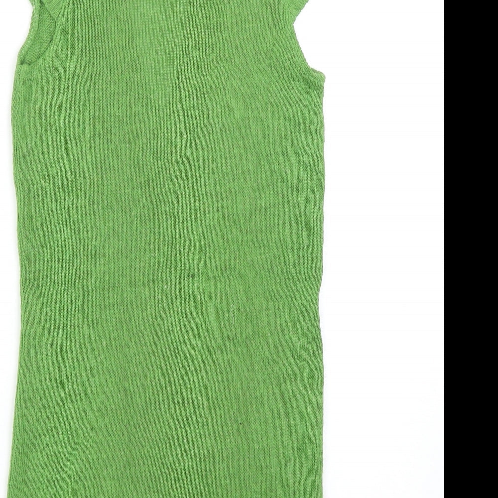 Topshop Womens Green V-Neck Acrylic Pullover Jumper Size 10
