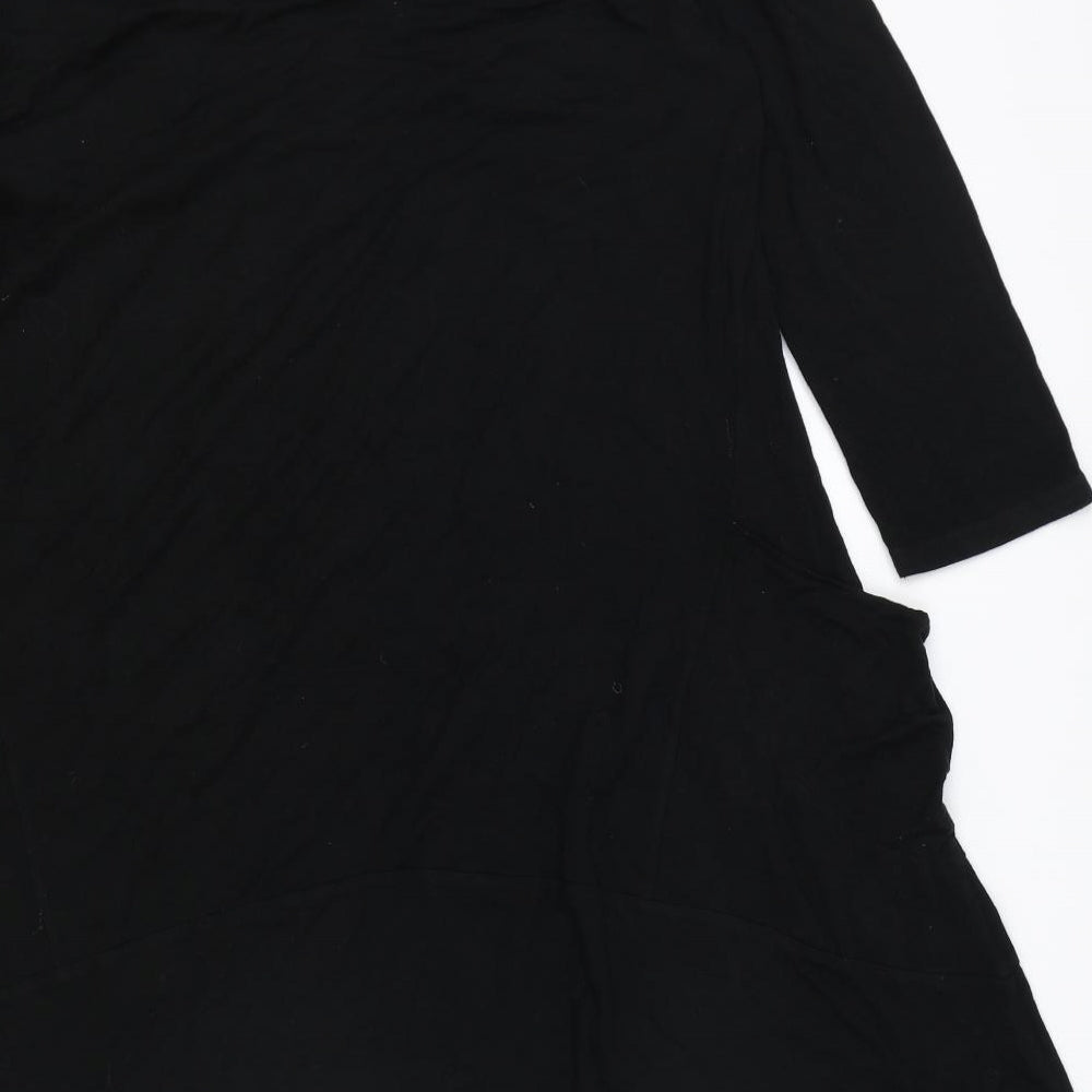Marks & Spencer Womens Black Viscose A-Line Size 14 Boat Neck Pullover