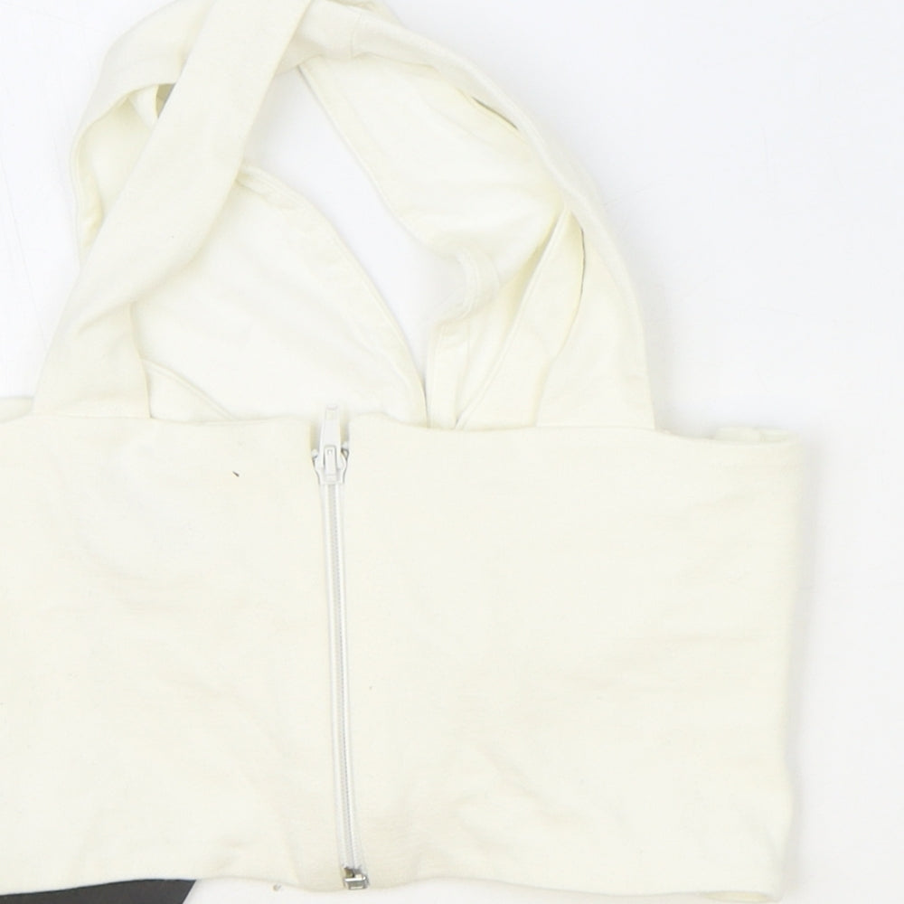 ASOS Womens Ivory Polyester Cropped Blouse Size 10 V-Neck