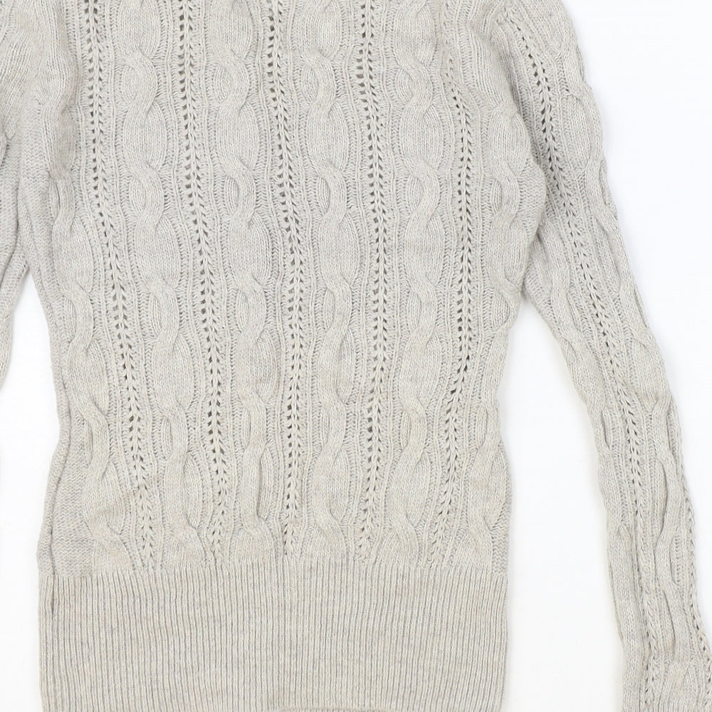 Aphorism Womens Brown Round Neck Geometric Nylon Pullover Jumper Size 10