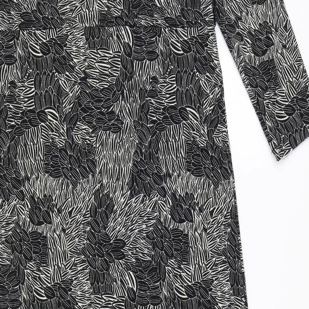 Rosa Bianca Womens Black Geometric Polyester A-Line Size XL Round Neck Pullover