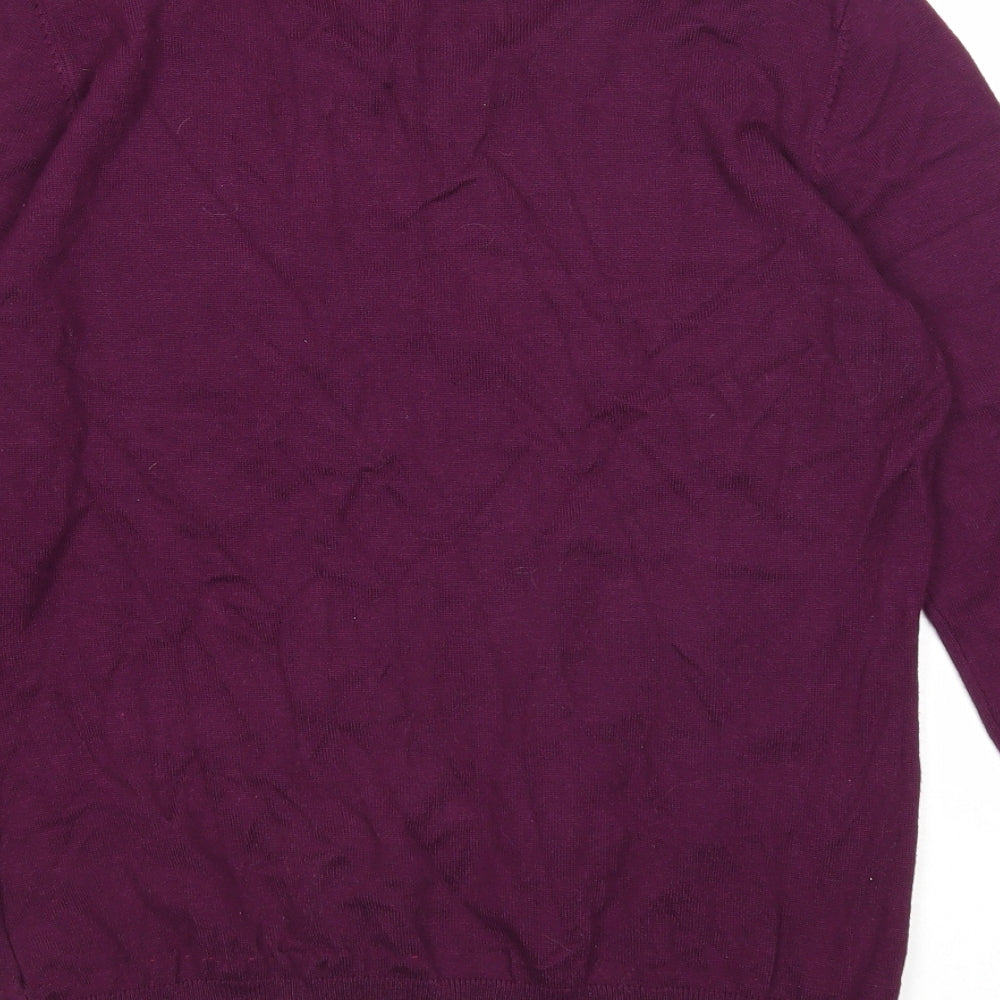 Image Womens Purple Round Neck Viscose Pullover Jumper Size S