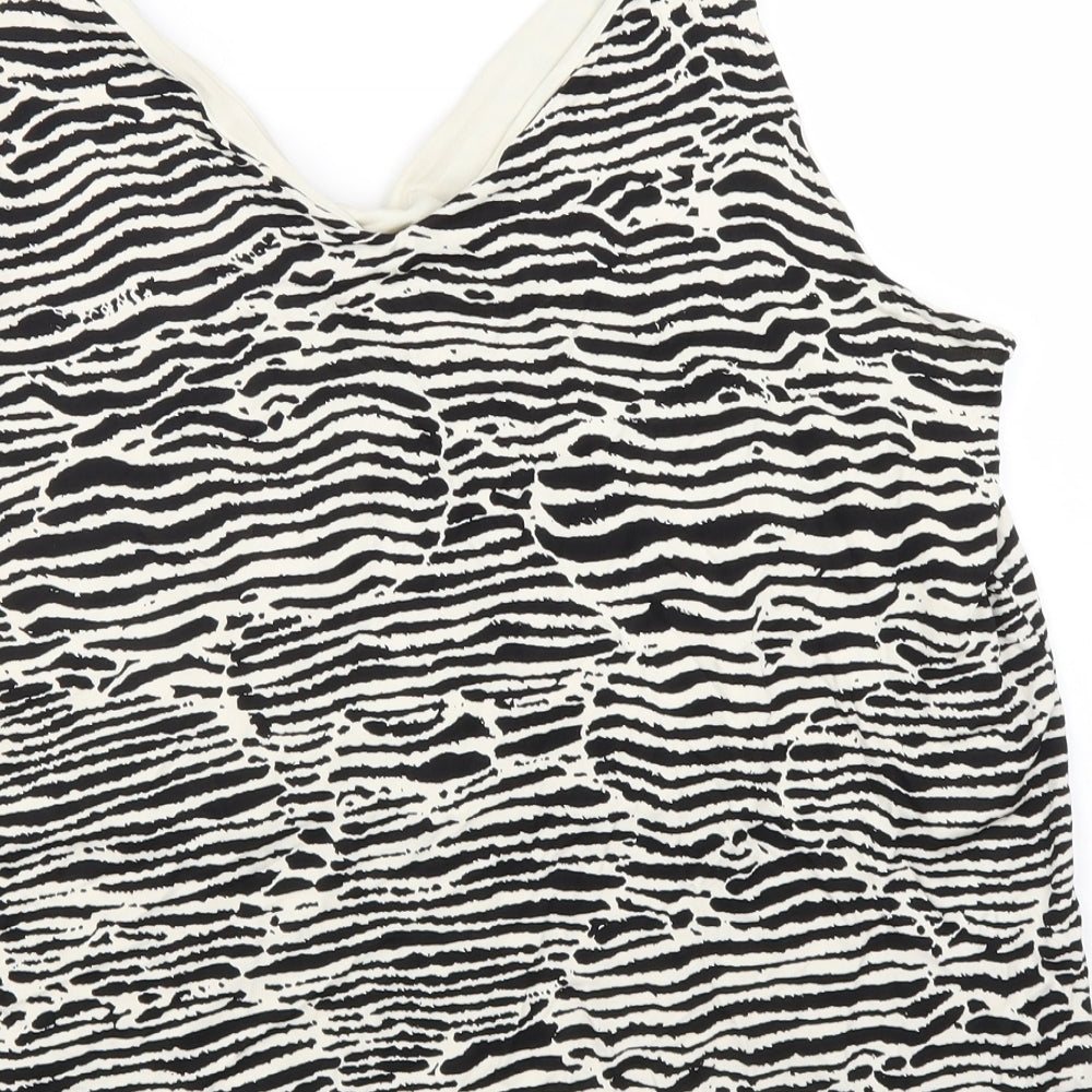 H&M Womens Beige Geometric Viscose Camisole Blouse Size XL V-Neck