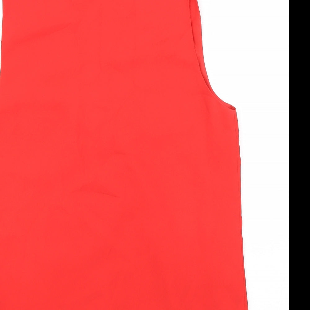 Oasis Womens Red Polyester Basic Tank Size 10 V-Neck