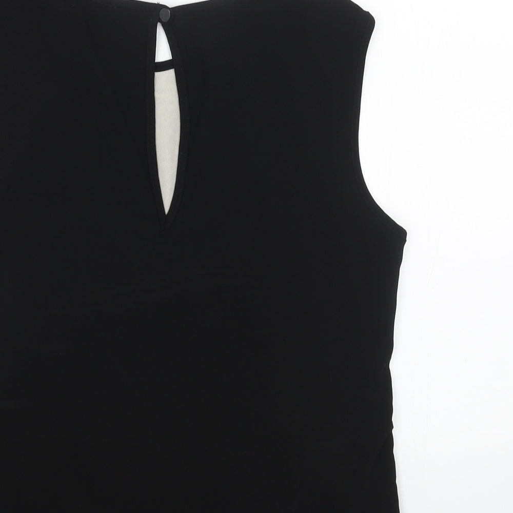 Preworn Womens Black Polyester Basic Tank Size 14 Round Neck
