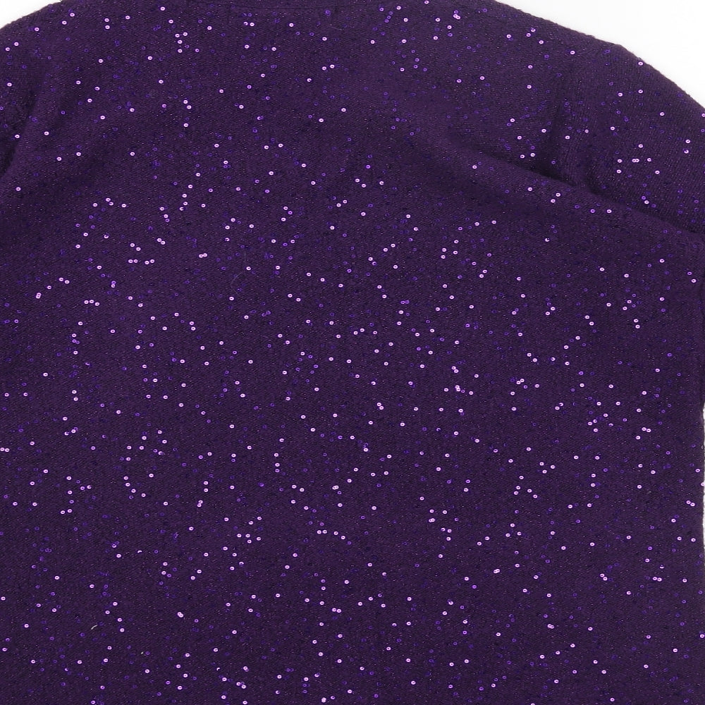 ISLE Womens Purple V-Neck Acrylic Pullover Jumper Size M