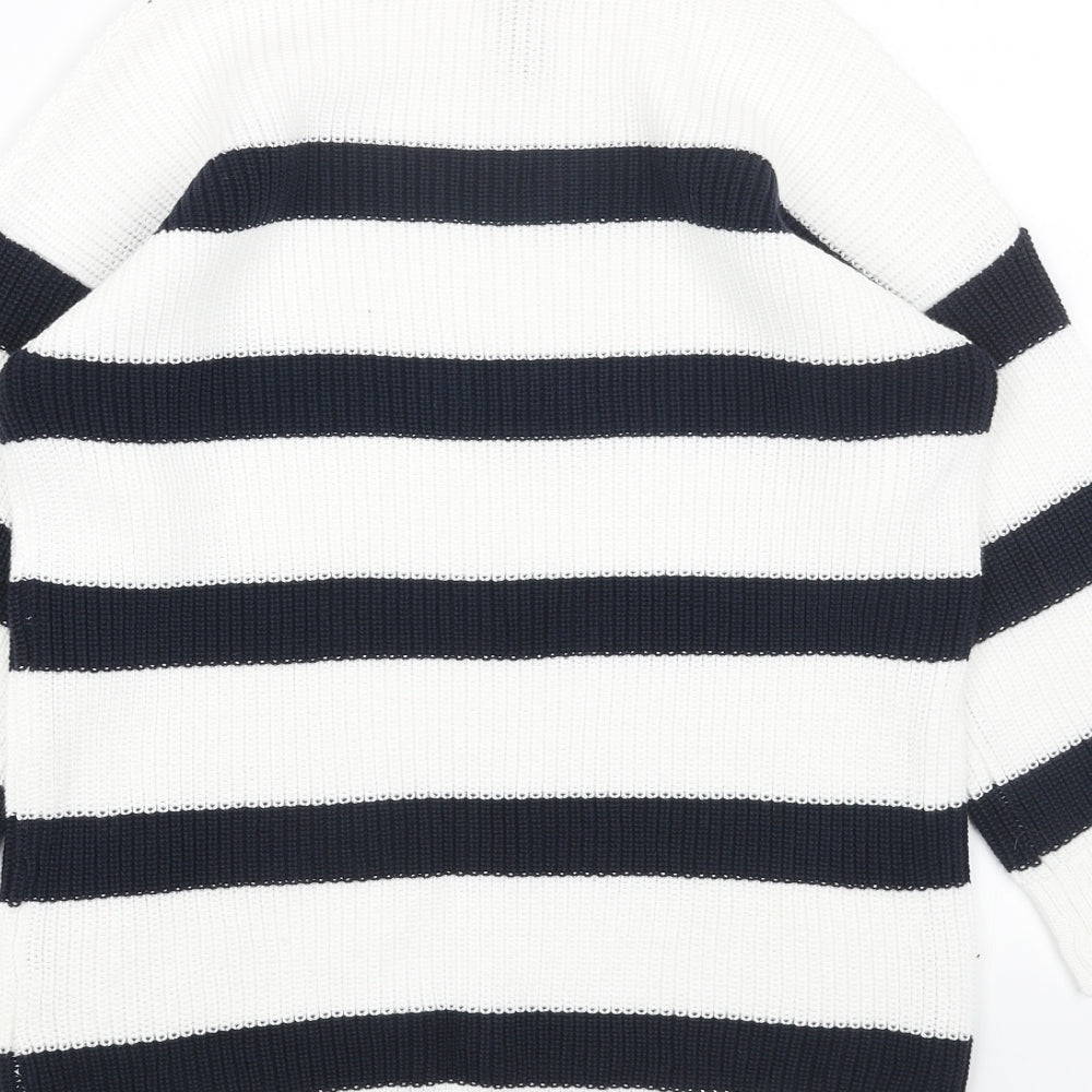 Soyaconcept Womens White Boat Neck Striped Acrylic Pullover Jumper Size XS