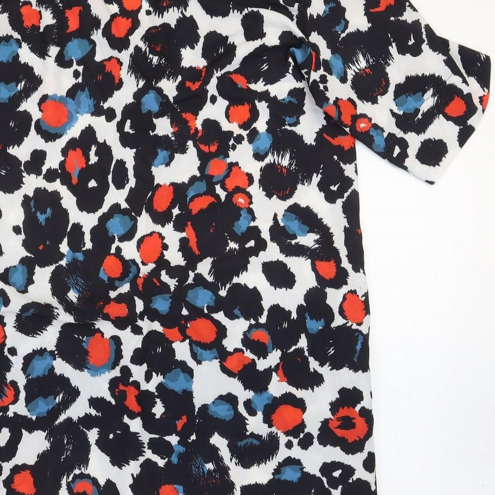 Preworn Womens Multicoloured Geometric Viscose Basic Blouse Size M Collared