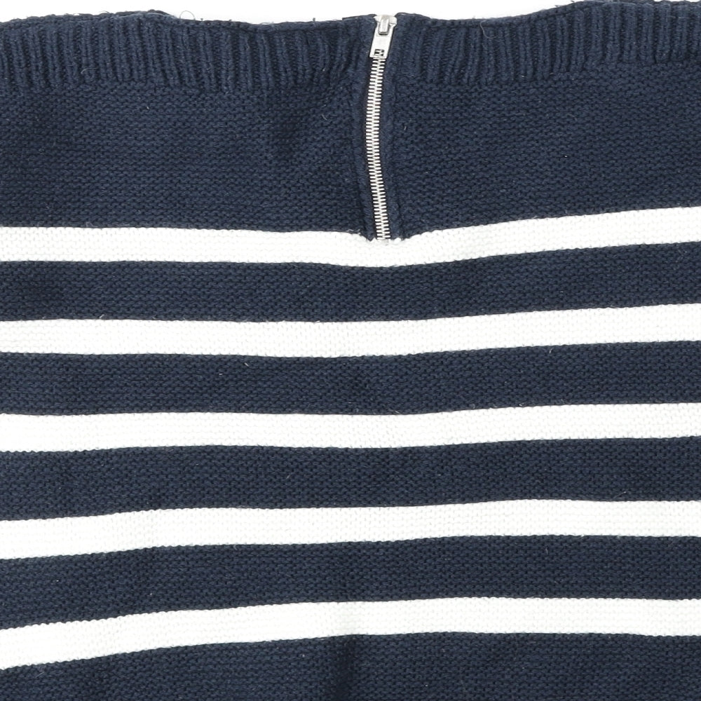 Atmosphere Womens Blue Round Neck Striped Acrylic Pullover Jumper Size 10