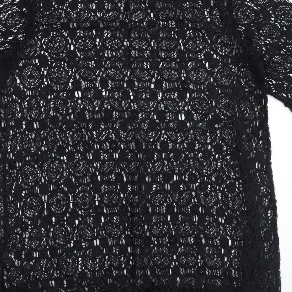 Dorothy Perkins Womens Black Geometric Polyester Basic Blouse Size M Round Neck