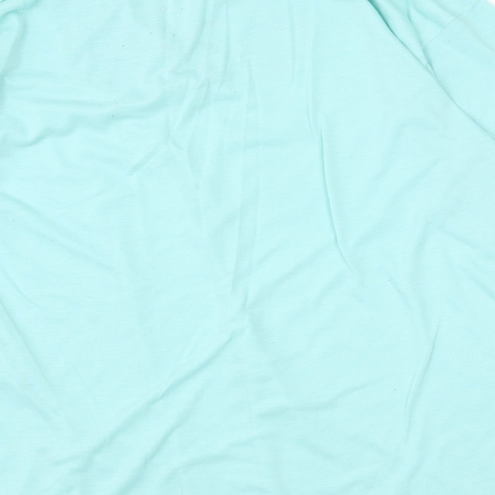 New Model Womens Green Cotton Basic T-Shirt Size L V-Neck