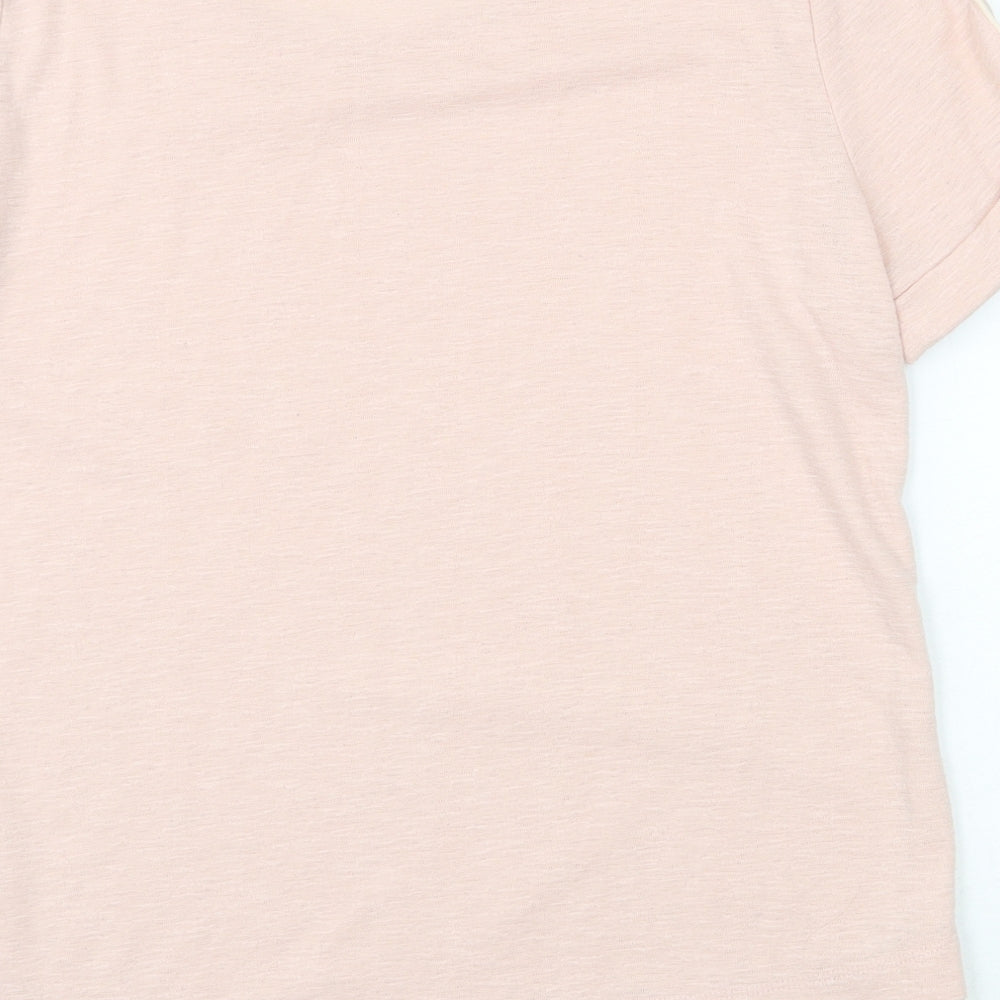 RJR.John Rocha Womens Pink Polyester Basic T-Shirt Size 12 Round Neck