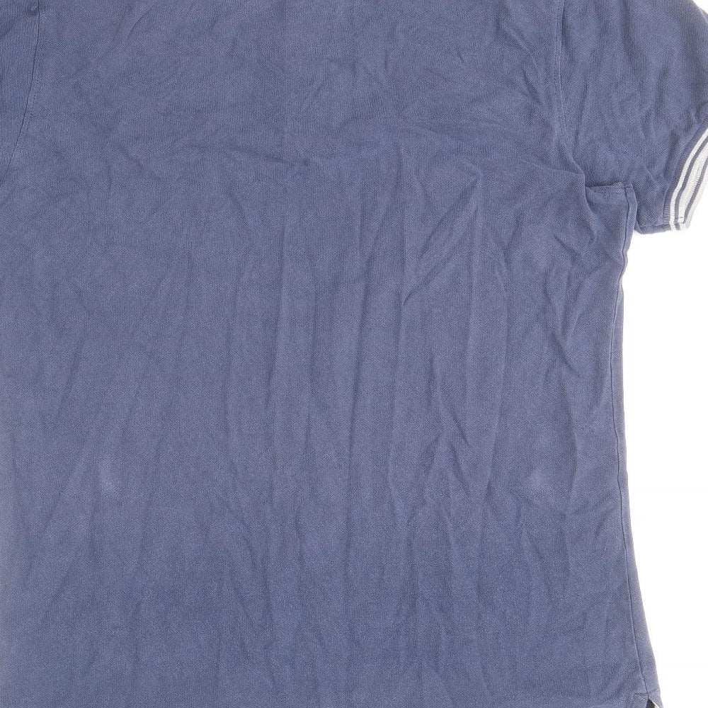 Cedarwood State Mens Blue Cotton Polo Size M Collared Button