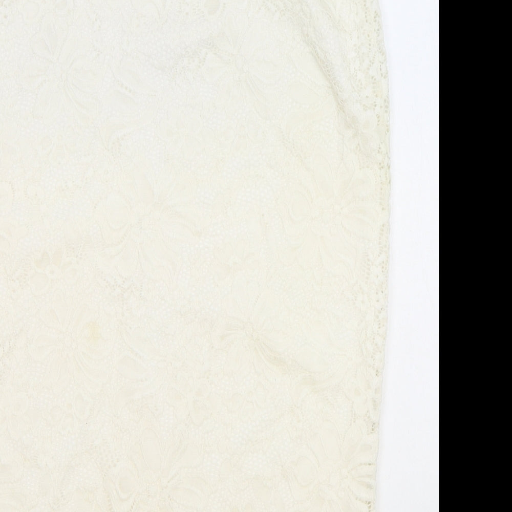 Select Womens Ivory Polyester Straight & Pencil Skirt Size 10