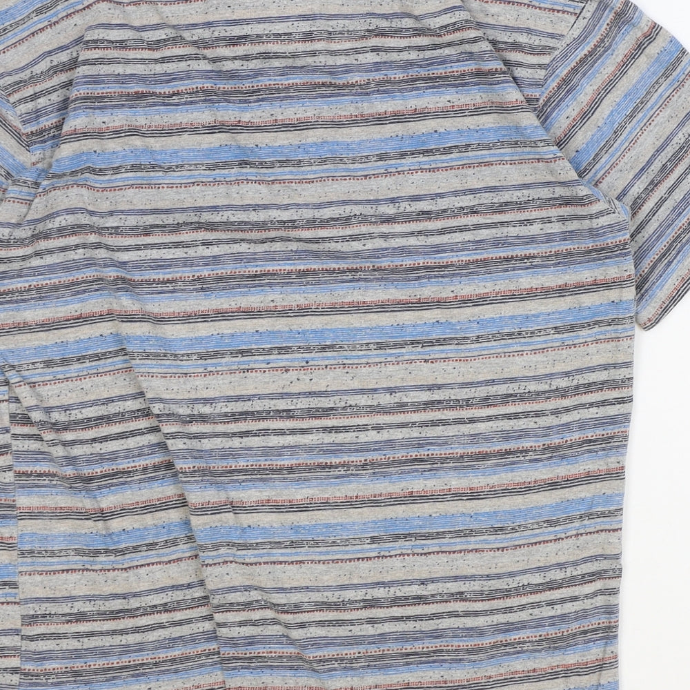 Cargo Bay Womens Multicoloured Striped Cotton Basic T-Shirt Size S V-Neck
