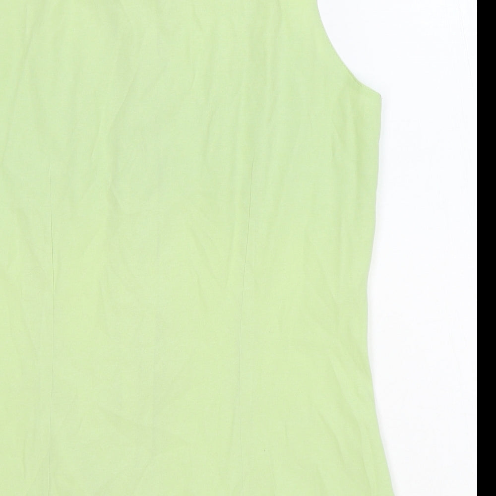 Select Womens Green Polyester Basic Button-Up Size 14 Collared