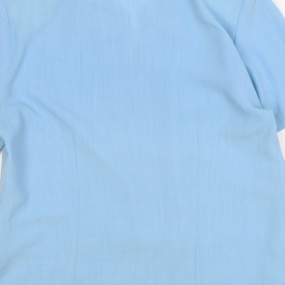 VERNON FOSBY Womens Blue Floral Polyester Basic Button-Up Size 12 V-Neck