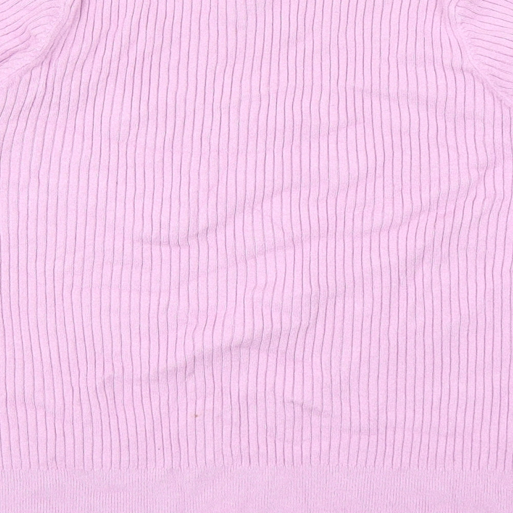 Marks & Spencer Womens Purple Polyester Basic T-Shirt Size 16 Round Neck