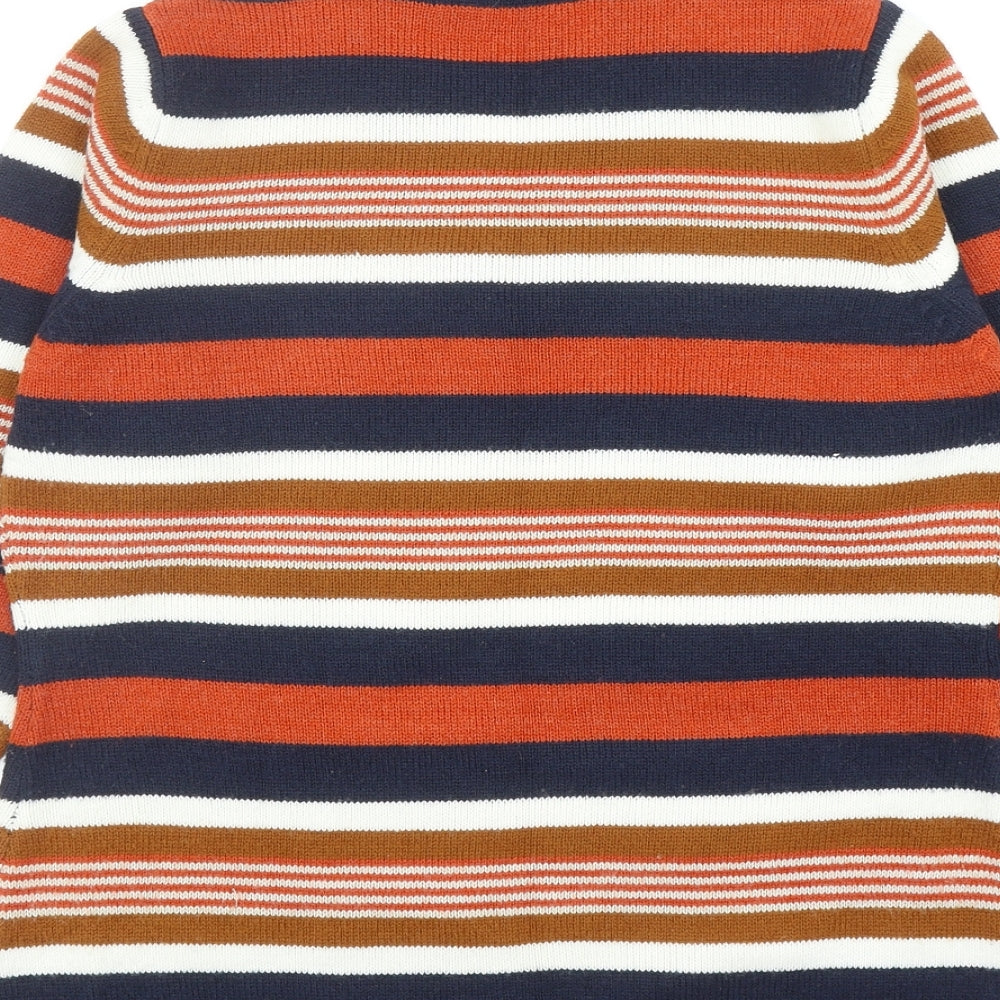 EWM Womens Multicoloured V-Neck Striped Acrylic Pullover Jumper Size S