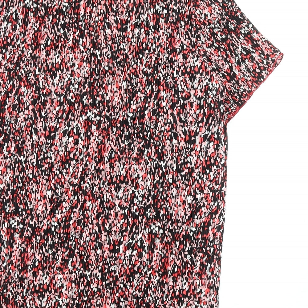 Daxon Womens Multicoloured Geometric Polyester Basic T-Shirt Size 12 Round Neck