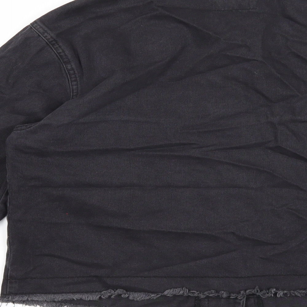 Denim & Co. Womens Black Jacket Size 10 Button