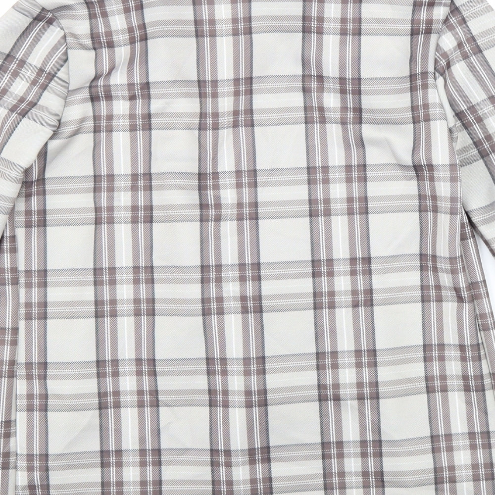 PRETTYLITTLETHING Womens Beige Plaid Jacket Size 8 Button