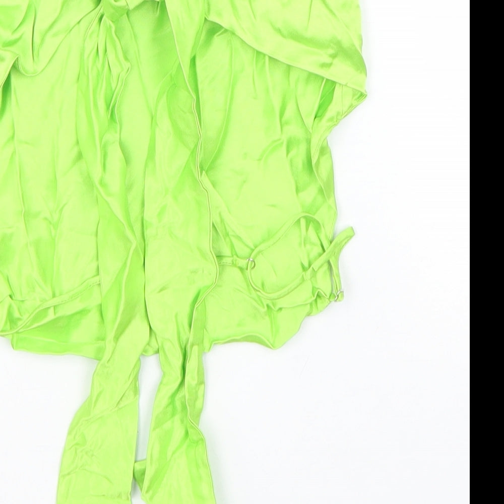 Zara Womens Green Viscose Basic Tank Size XS Off the Shoulder
